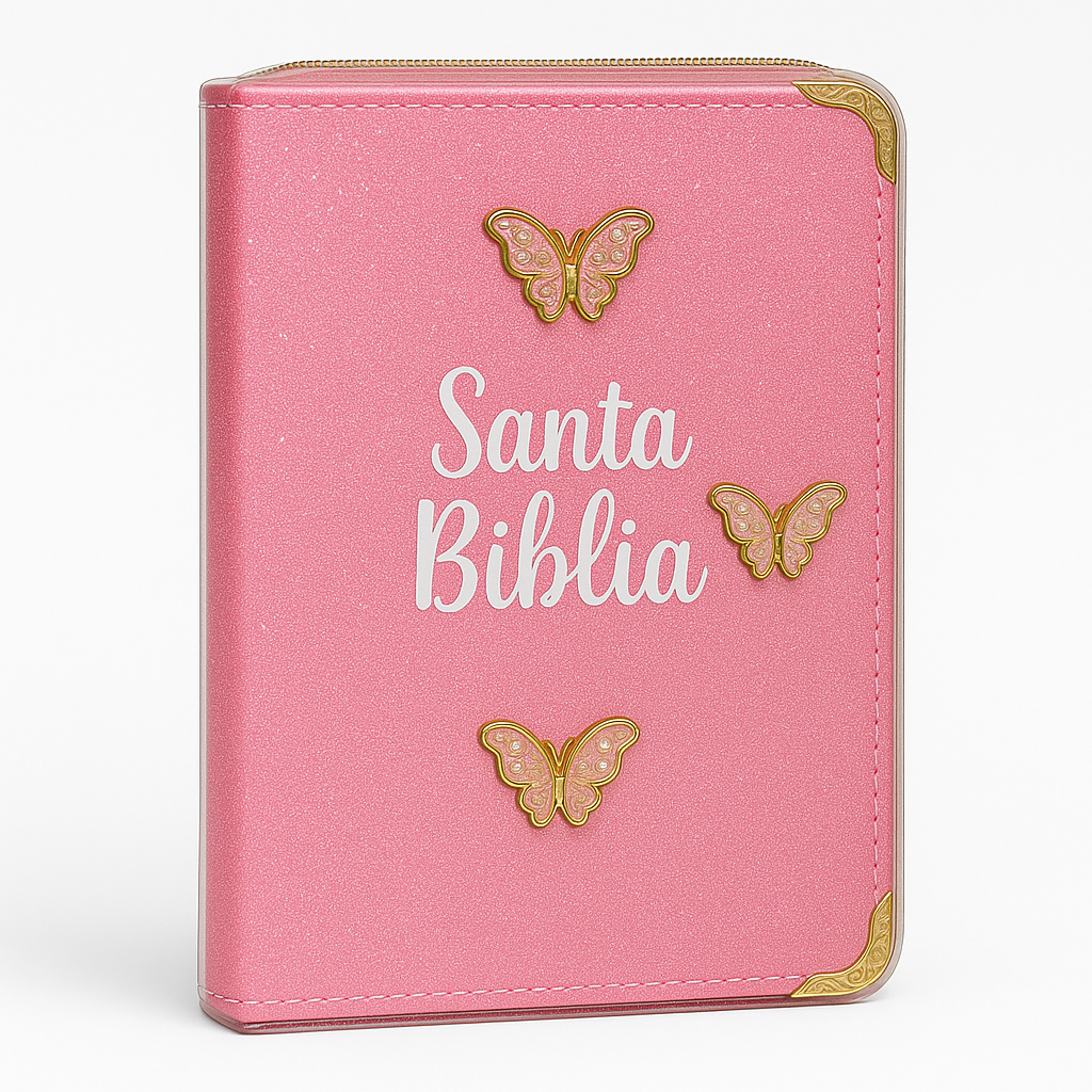 📘 Biblia RVR1960 Letra Gigante + Borde floreado + Estuche de brillo + Índice 3D + Resaltador Gel