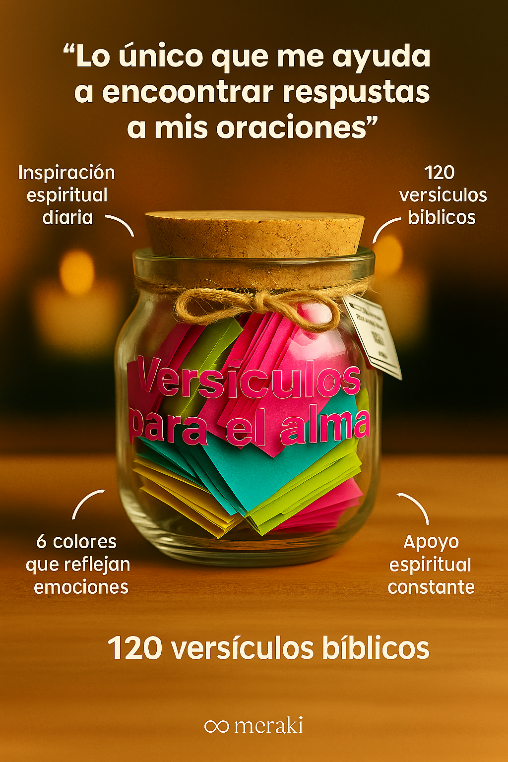 Frasco con 120 versículos para el alma + caja de regalo + bolsa de regalo