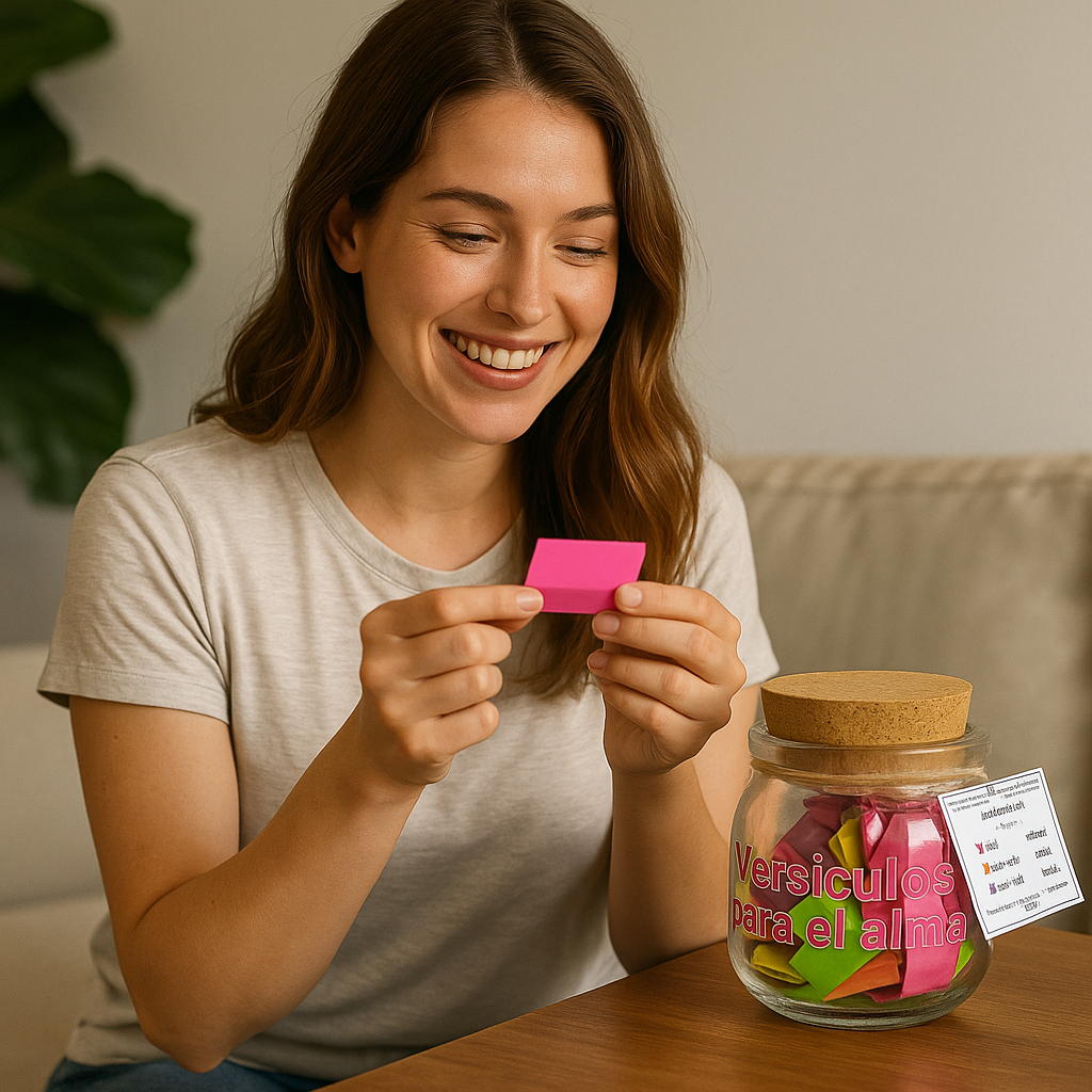 Frasco con 120 versículos para el alma + caja de regalo + bolsa de regalo