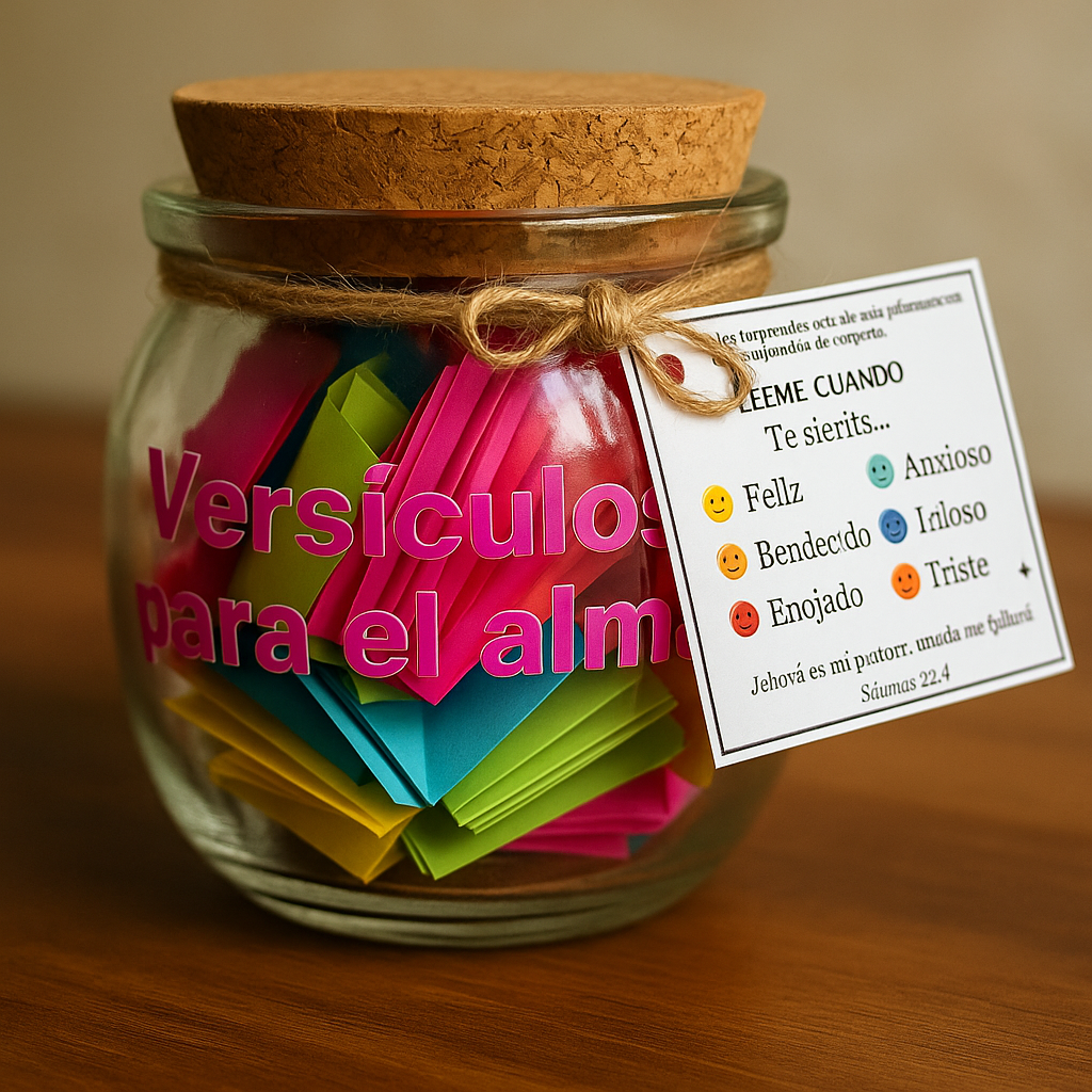 Frasco con 120 versículos para el alma + caja de regalo + bolsa de regalo