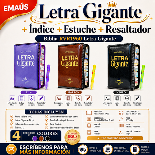 Biblia con letra gigante + estuche + separadores + resaltador