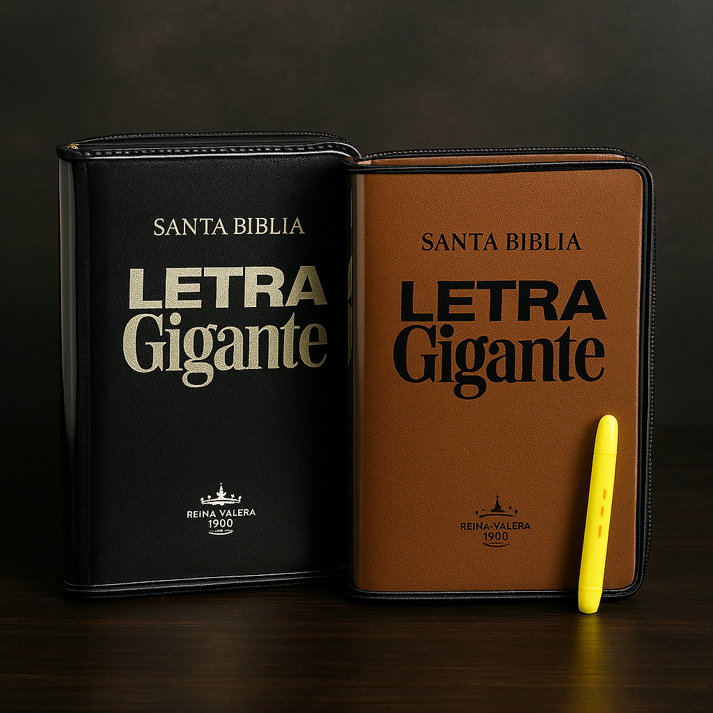 📘 Biblia RVR1960 Letra Gigante + Estuche con cierre + Índice 3D + Resaltador Gel Artesco